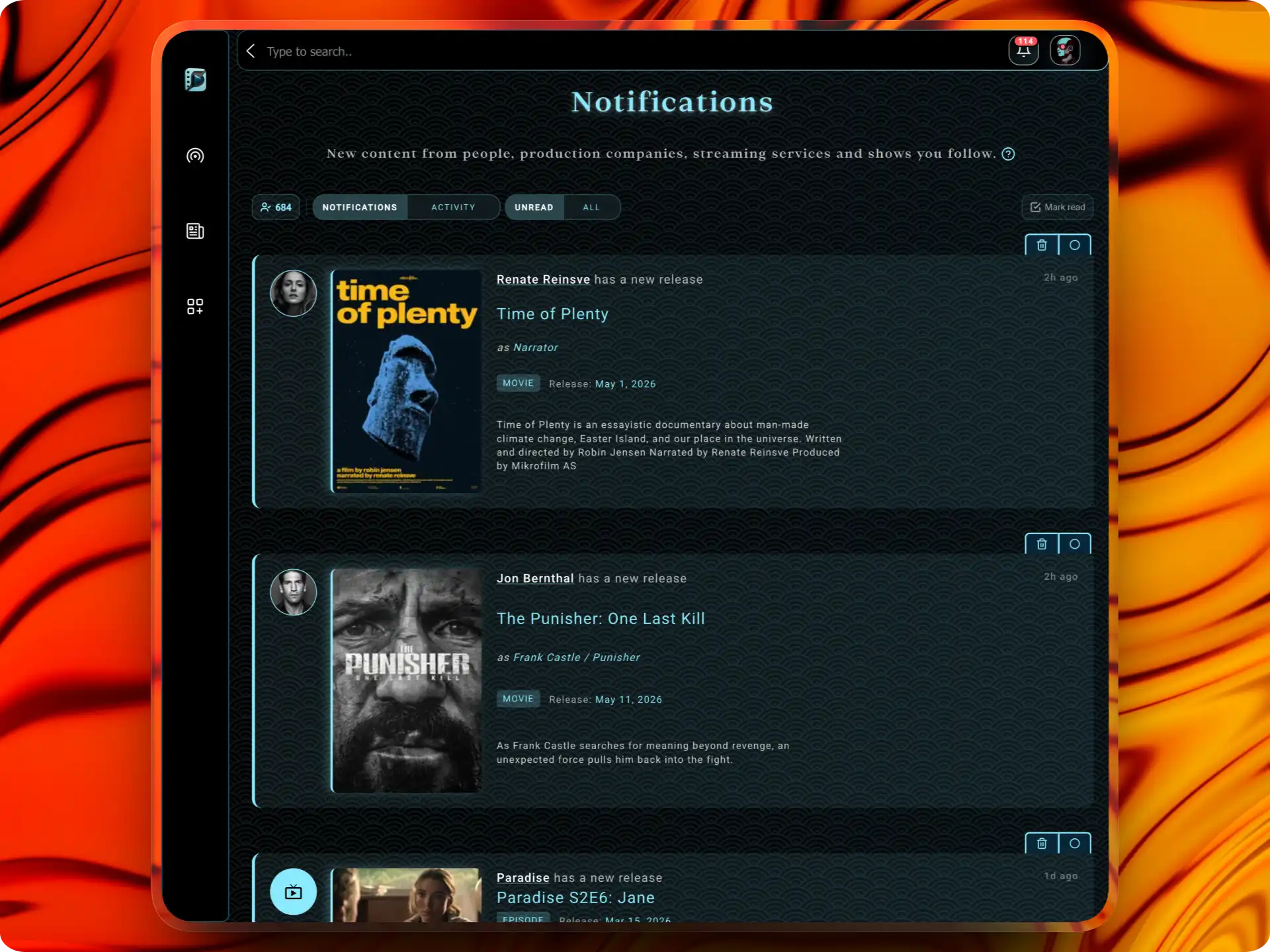Cinemagoria Plataforma de Filmes — Notificações