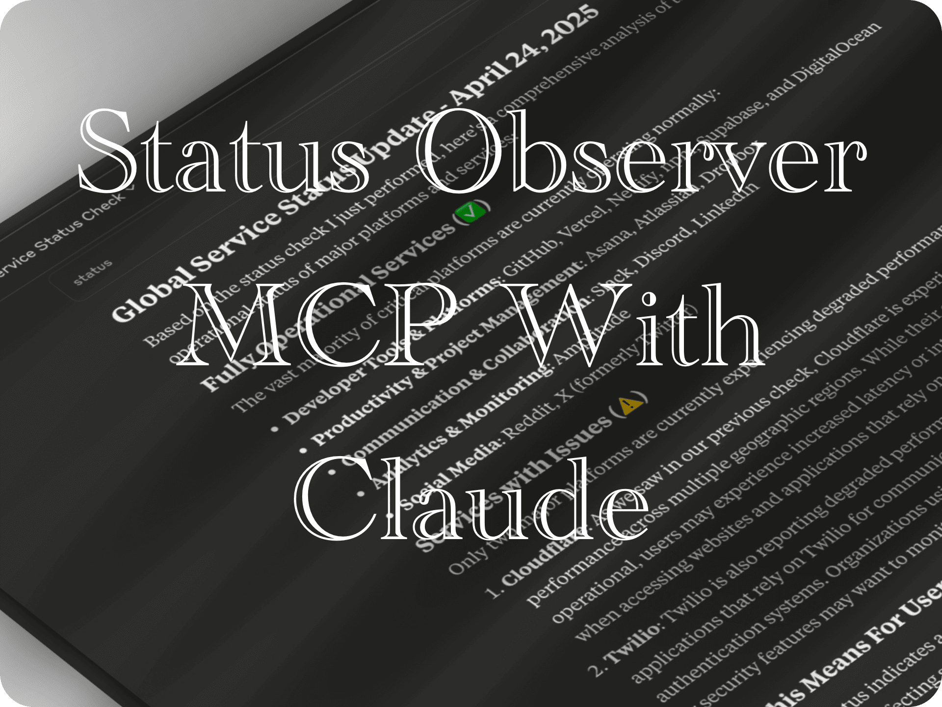 📈 MCP Status Observer [Node.js - Status APIs - Claude Desktop]